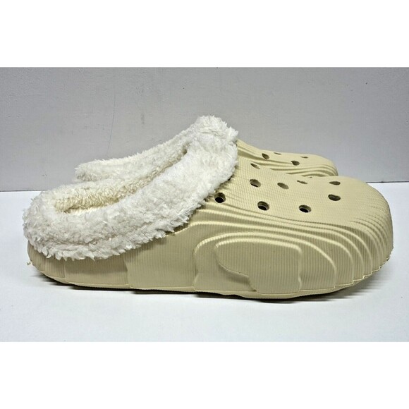 Women size 42-43 faux fur lined clog slipper beige rubber shoe - Picture 3 of 10